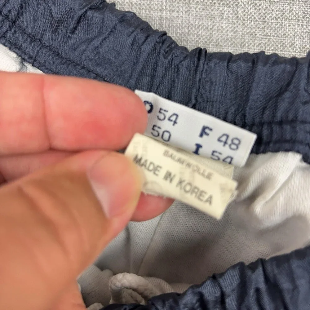 Sergio Tacchini Track Pants Mens 38 Blue Nylon Lined Elastic Waist Zip Vintage